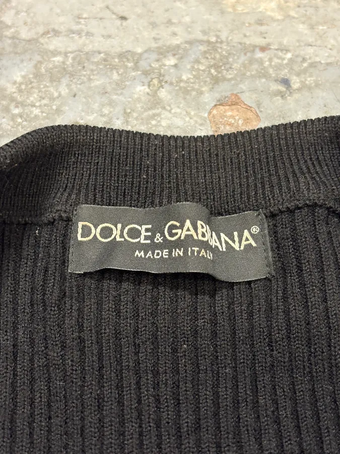2000s Dolce & Gabbana Navy Henley Buttoned Sweater - Image 7