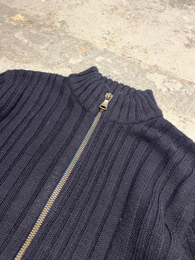 2000s Dolce & Gabbana Navy Minimalist Zip-Up Sweater - Image 5