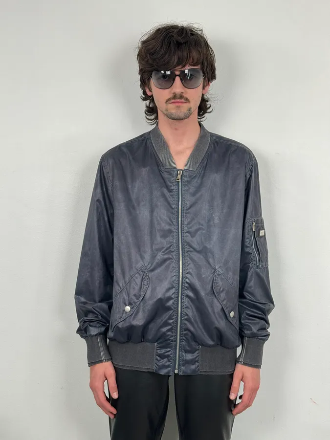 2000s Dolce & Gabbana Navy Nylon Multi-Pocket Bomber Jacket - Image 2