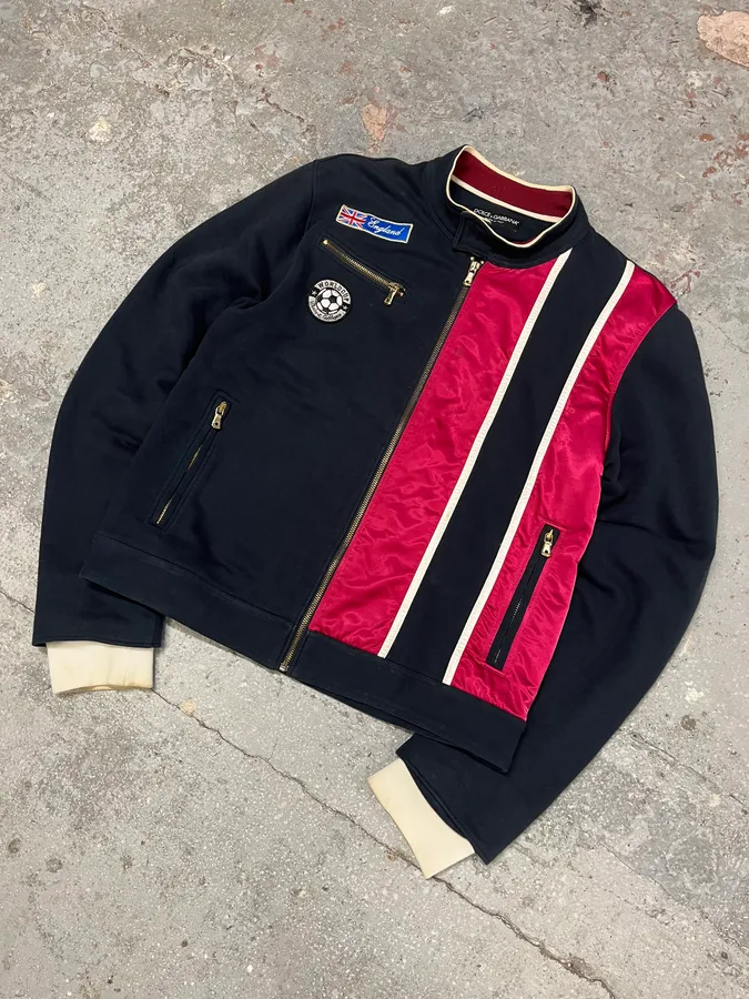 2000s Dolce & Gabbana Navy & Pink Racer Sweater - Image 2