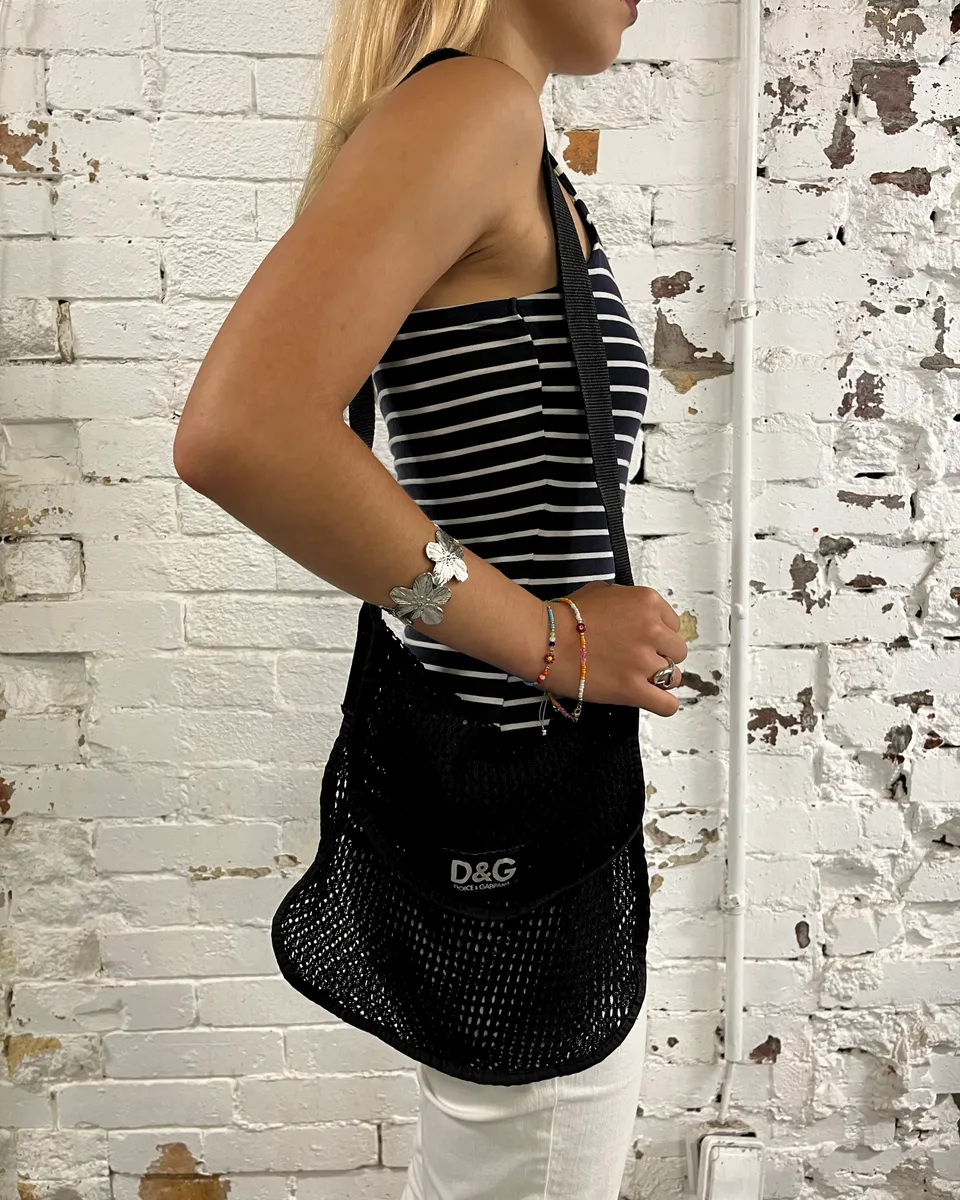 2000s Dolce & Gabbana Net Mesh Black Shoulder Bag - Image 2