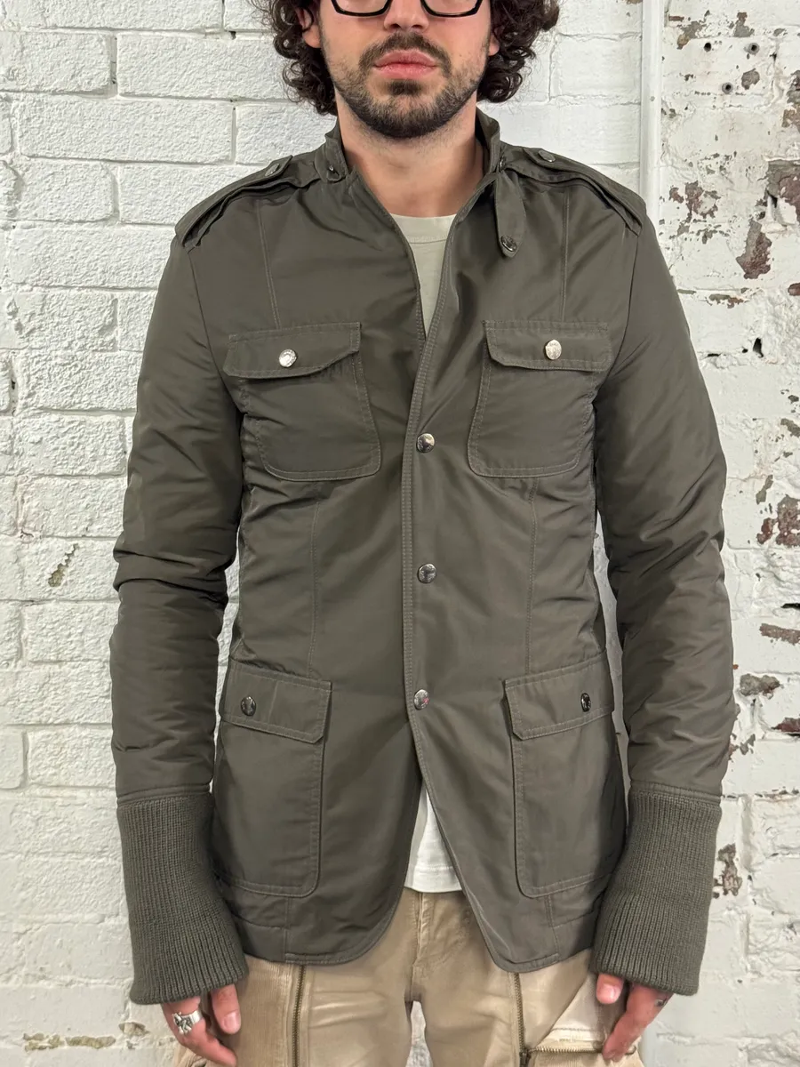 2000s Dolce & Gabbana Officer Buttoned Khaki Olive Jacket - Image 2