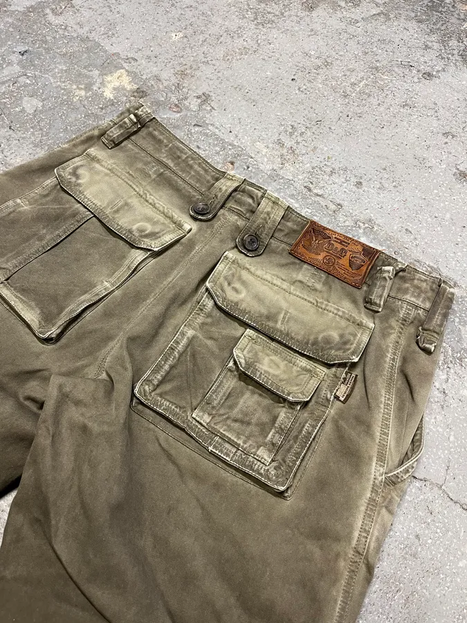 2000s Dolce & Gabbana Olive Eroded Cargo Pants - Image 10