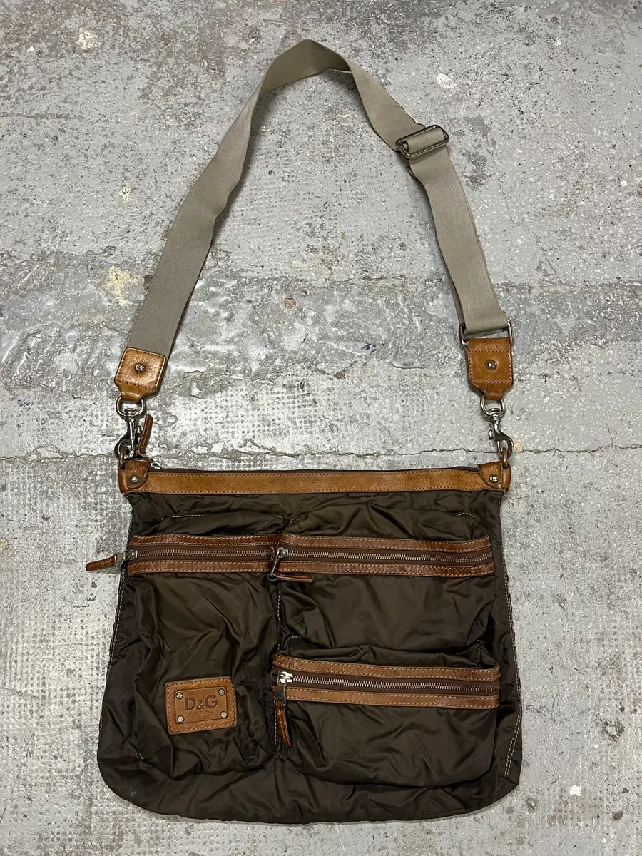 2000s Dolce & Gabbana Olive Nylon Cargo Shoulder Bag