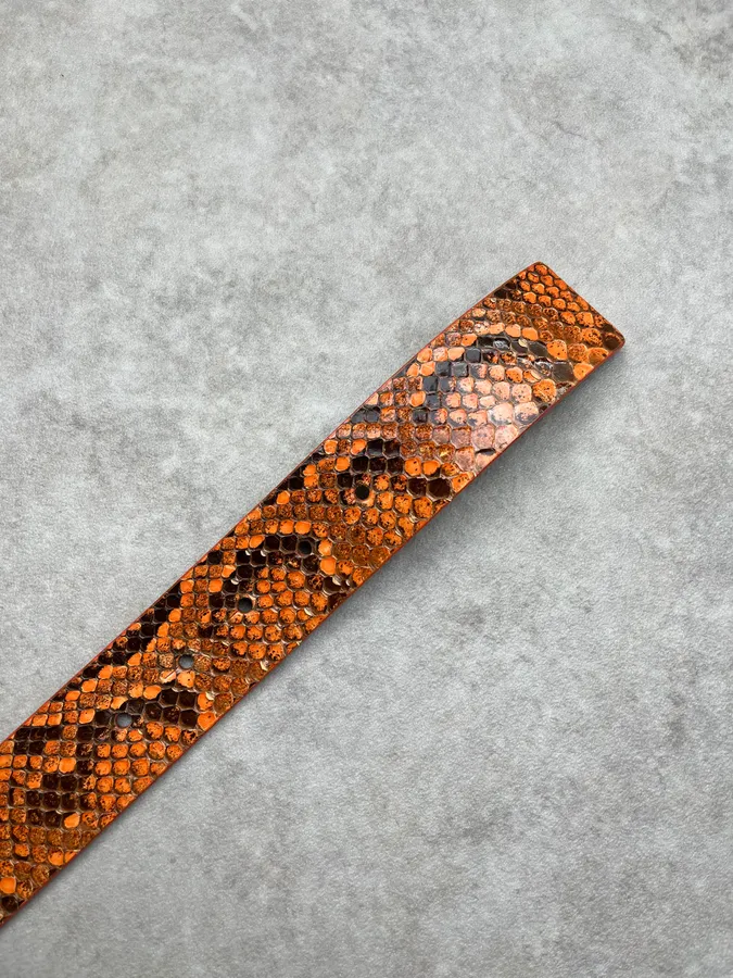 2000s Dolce & Gabbana Orange Python Scales Leather Belt - Image 8