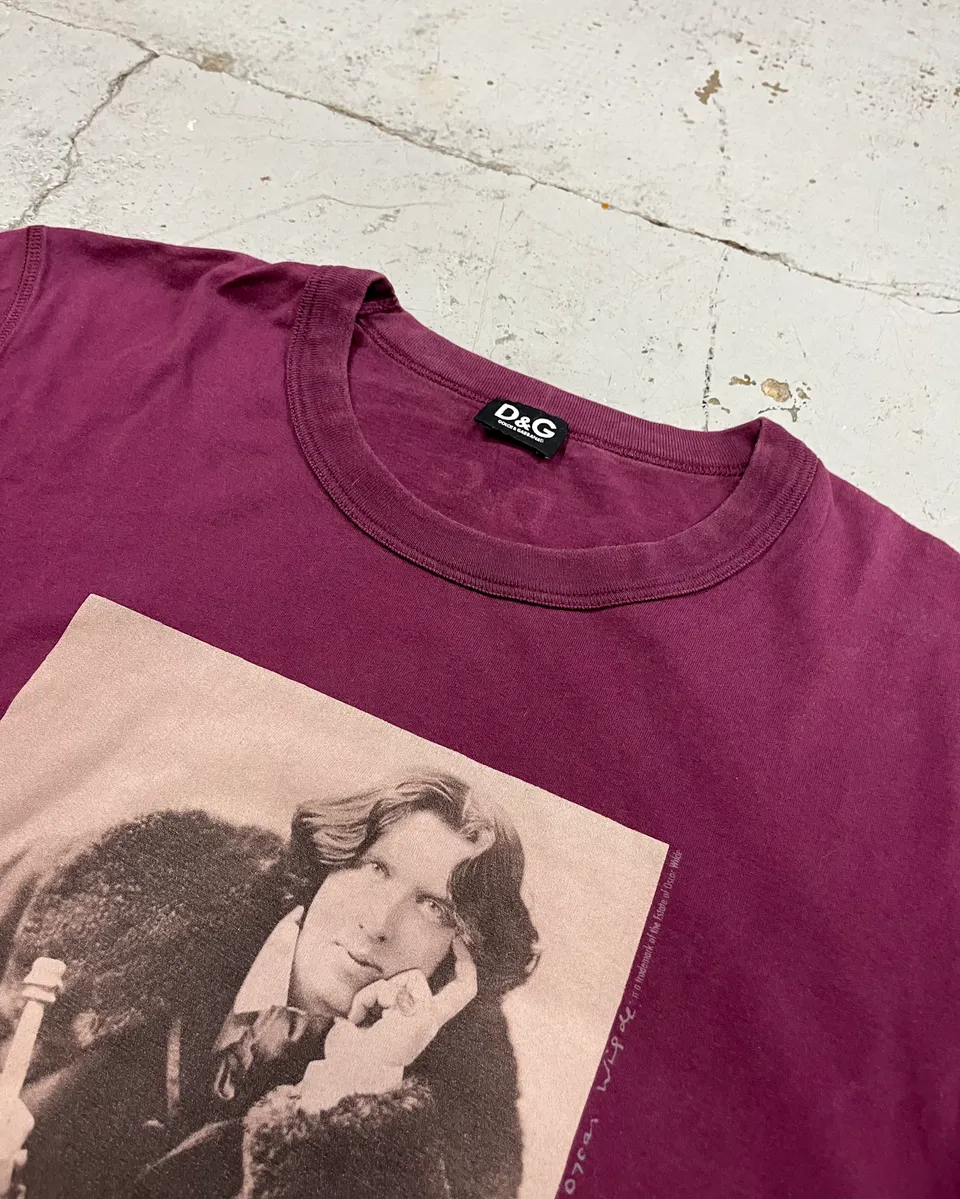 2000s Dolce & Gabbana Oscar Wilde Purple T-Shirt - Image 5