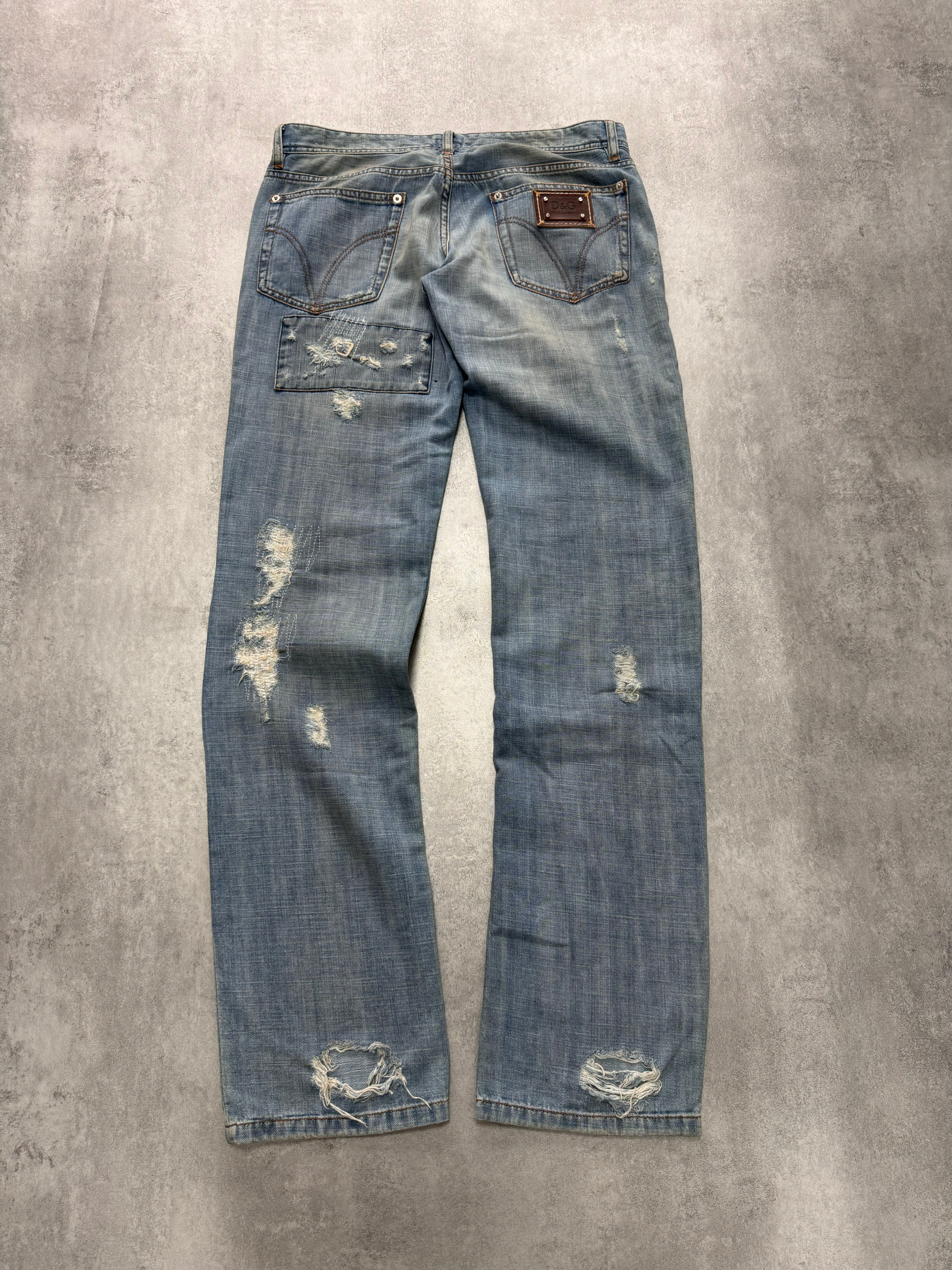 2000s Dolce & Gabbana Patches Blue Denim Jeans - Image 4