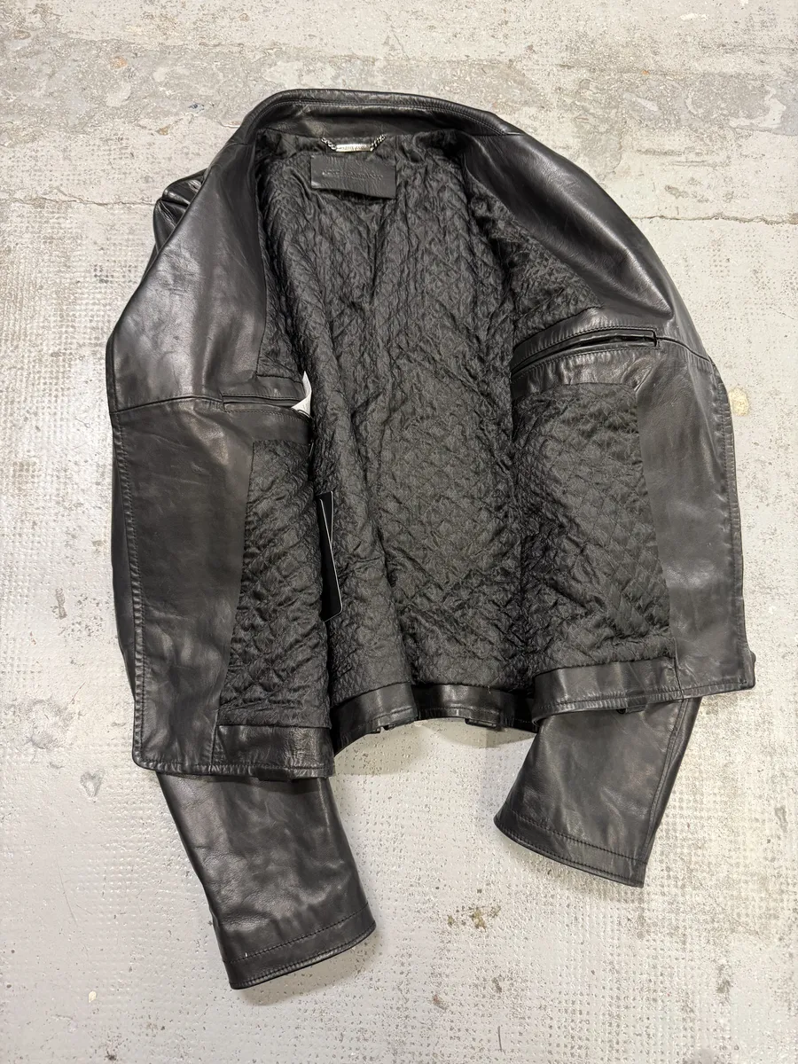 2000s Dolce & Gabbana Perfecto Pure Black Leather Jacket - Image 7