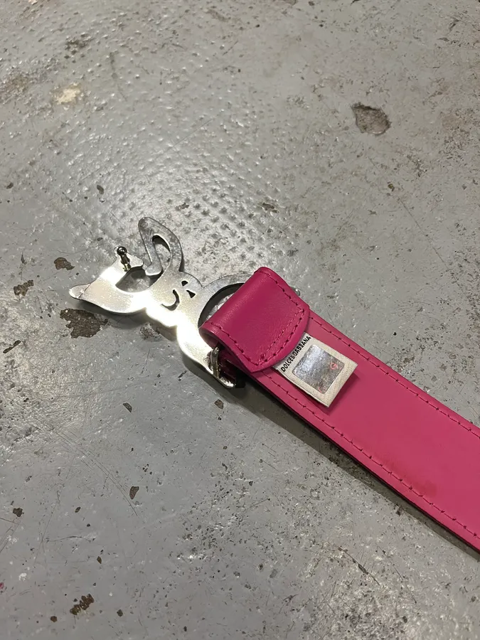 2000s Dolce & Gabbana Pink Leather Belt - Image 8