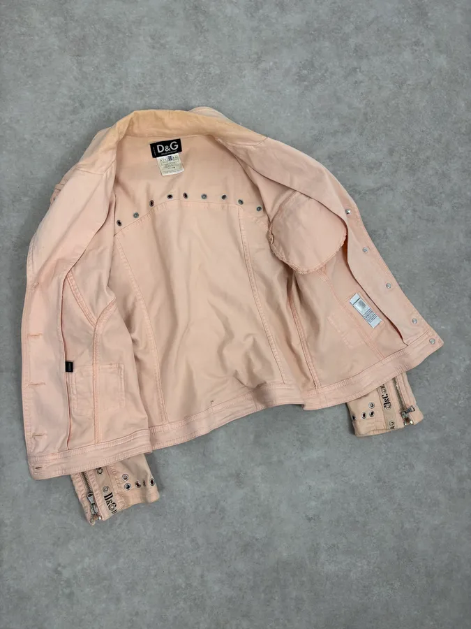 2000s Dolce & Gabbana Pink Multi Zip Cargo Jacket - Image 7