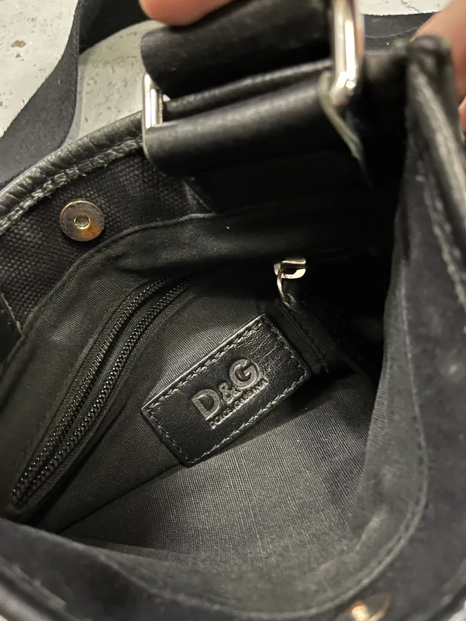 2000s Dolce & Gabbana Pony Hair Black Leather Shoudler Bag - Image 7