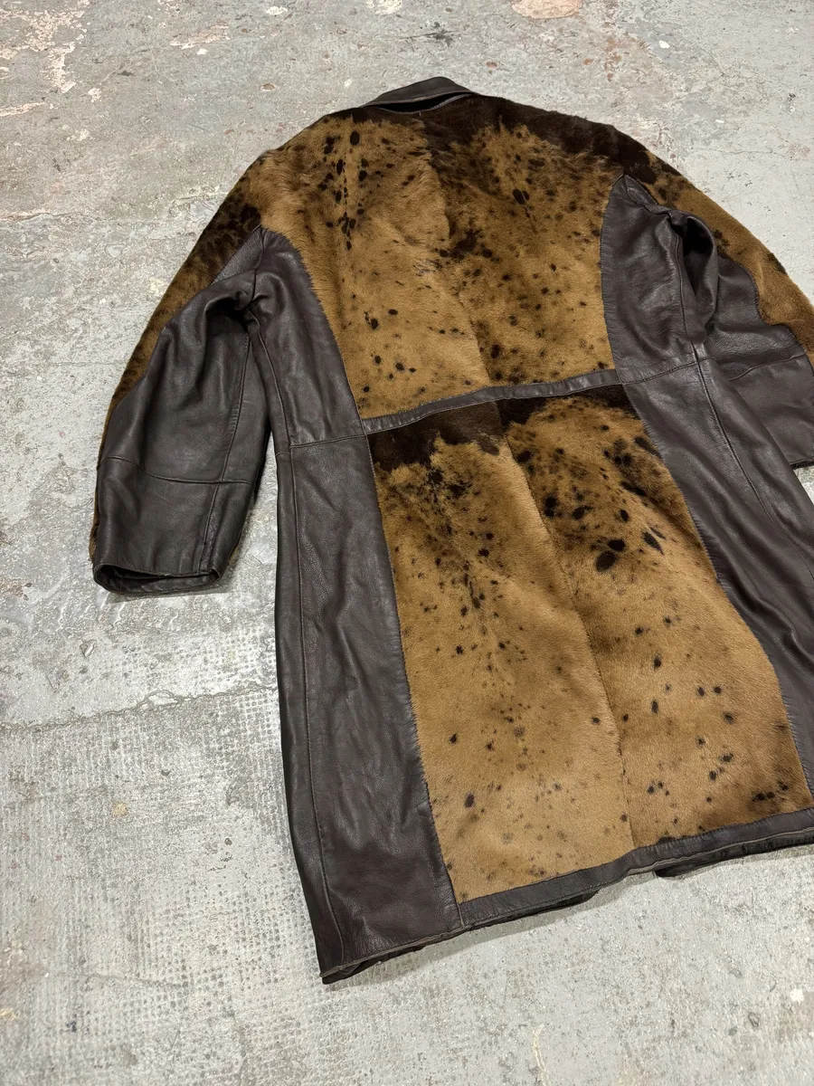 2000s Dolce & Gabbana Pony Hair Cow Leather Trench Coat - Image 8