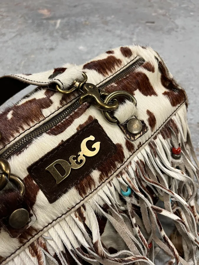 2000s Dolce & Gabbana Pony Hair Cowhide Effect Handle Bag - Image 5