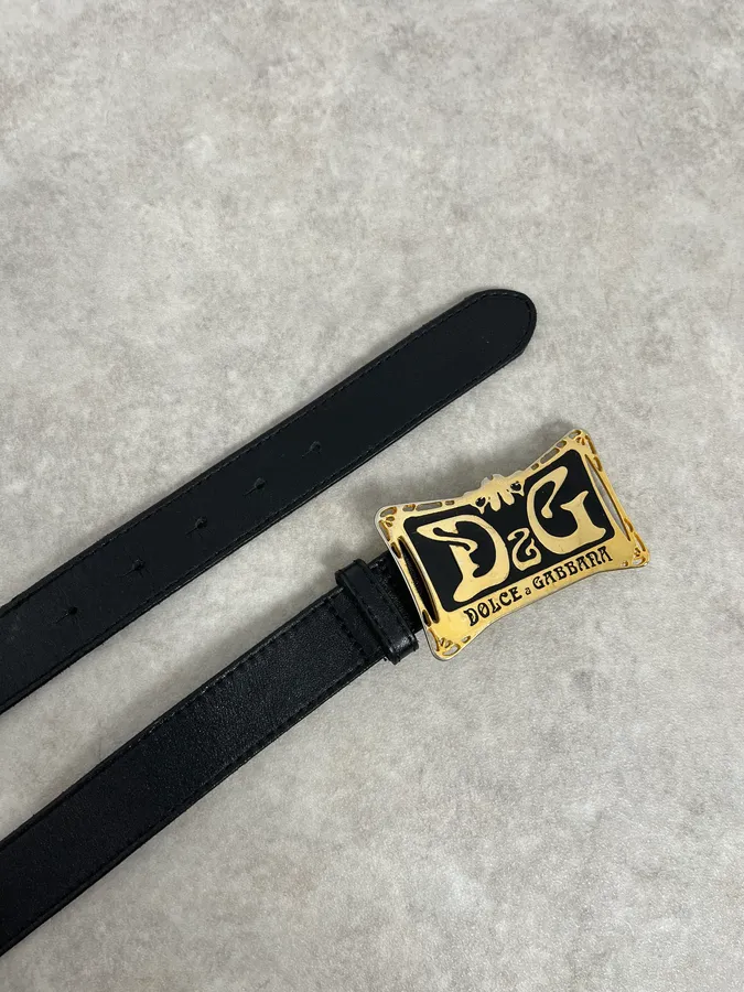 2000s Dolce & Gabbana Propaganda Black Leather Belt - Image 3