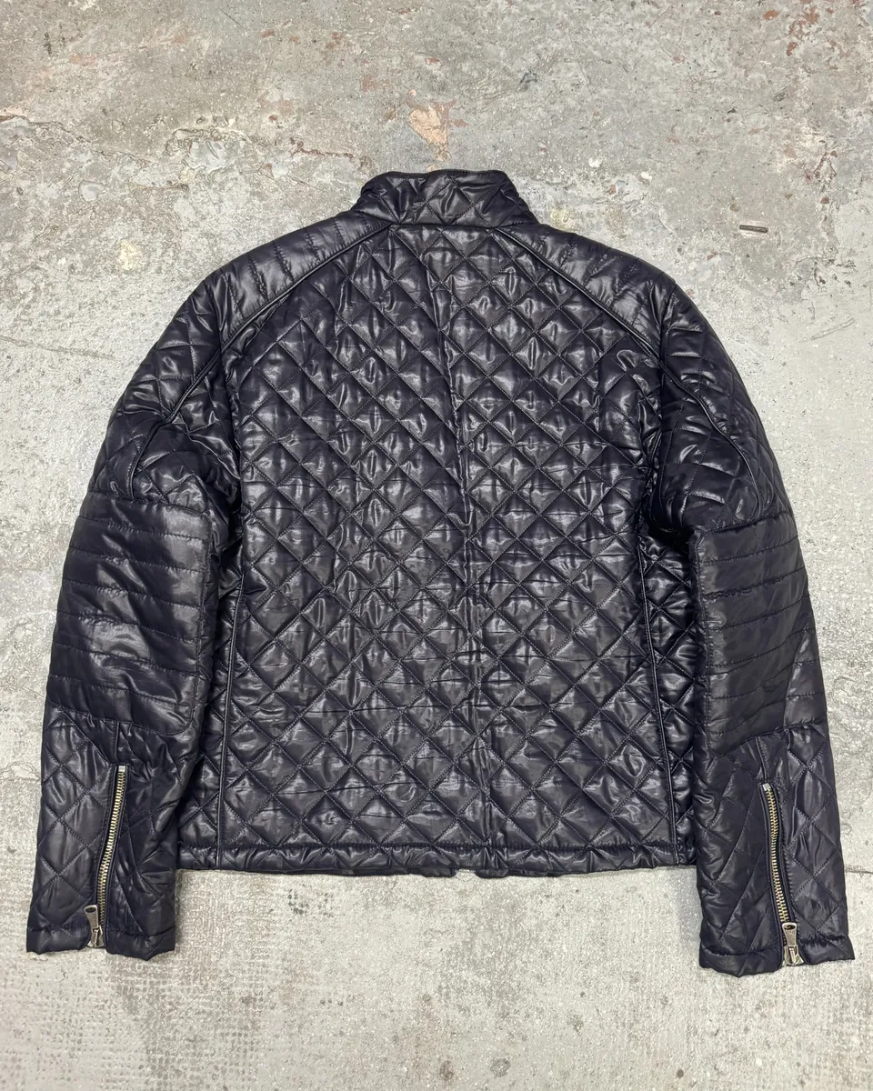 2000s Dolce & Gabbana Purple Quilted Puffer Leather Jacket - Image 2