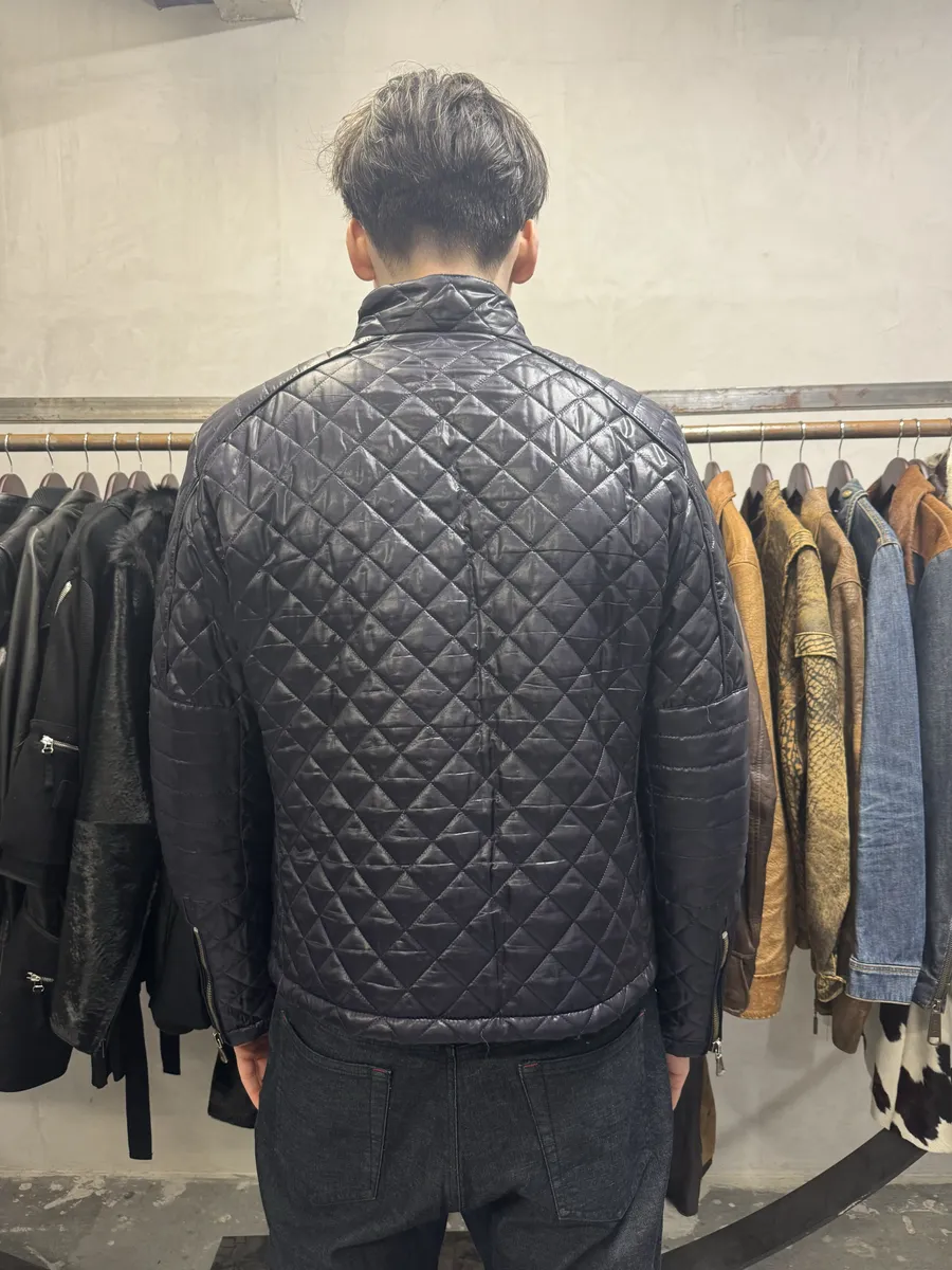 2000s Dolce & Gabbana Purple Quilted Puffer Leather Jacket - Image 4