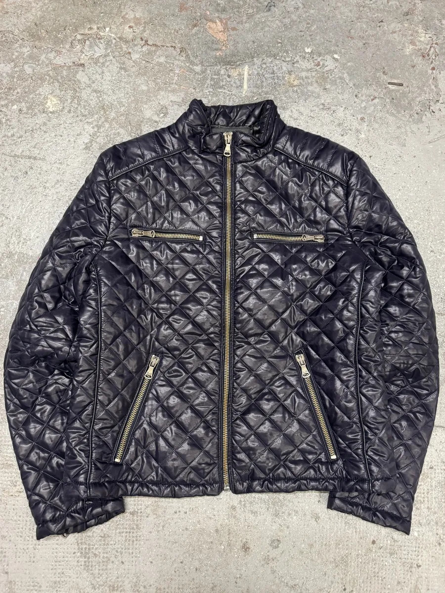2000s Dolce & Gabbana Purple Quilted Puffer Leather Jacket - Image 5