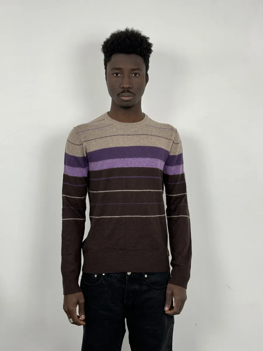 2000s Dolce & Gabbana Purple Striped Sweater - Image 3