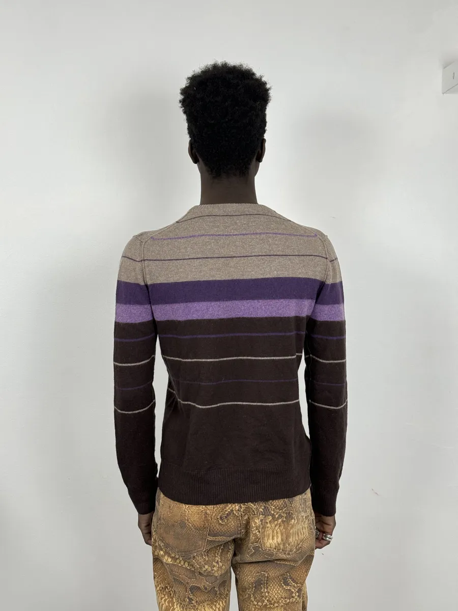 2000s Dolce & Gabbana Purple Striped Sweater - Image 4