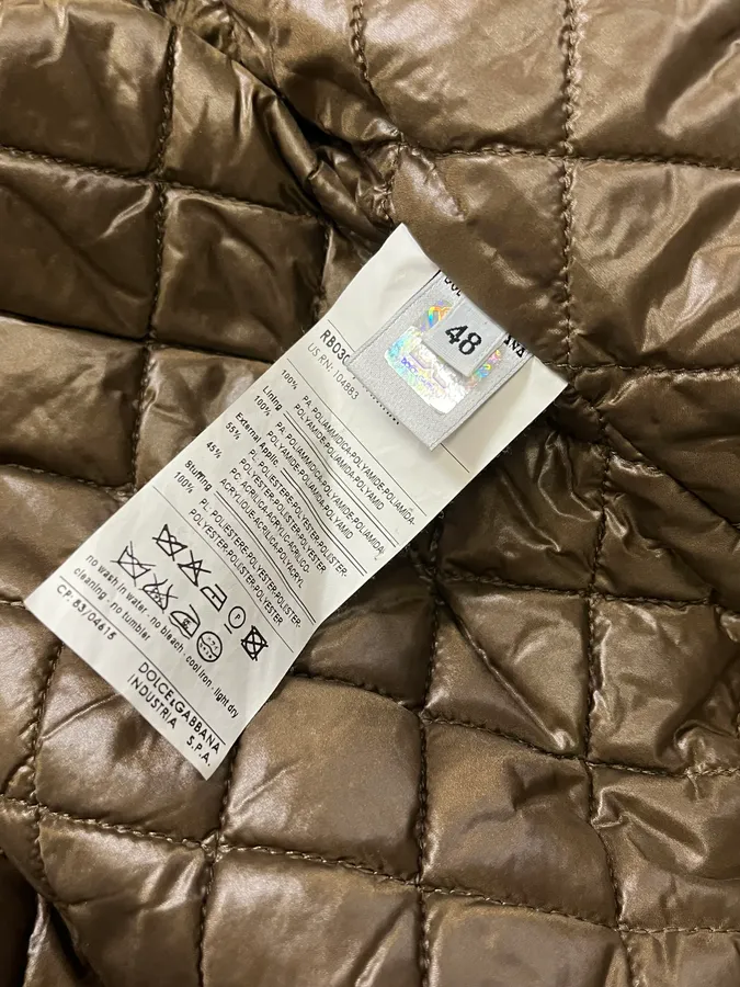 2000s Dolce & Gabbana Quilted Brown Mafia Puffer Jacket - Image 10