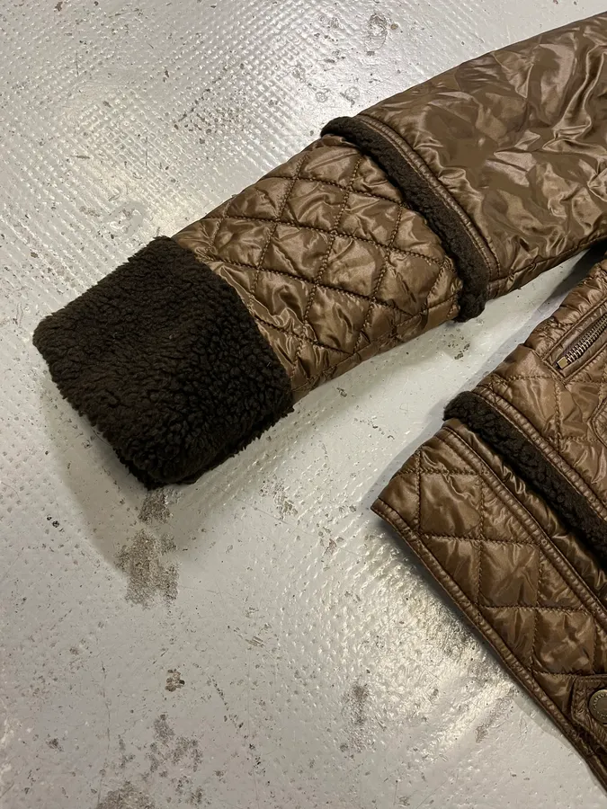 2000s Dolce & Gabbana Quilted Brown Mafia Puffer Jacket - Image 6