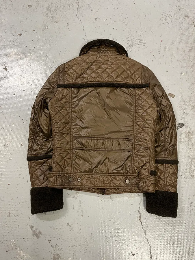 2000s Dolce & Gabbana Quilted Brown Mafia Puffer Jacket - Image 7