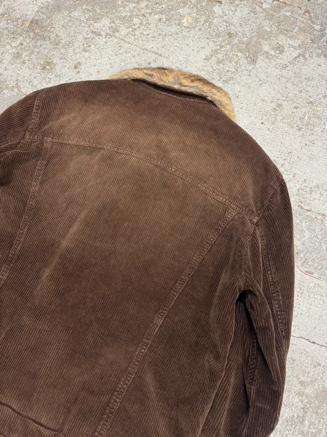 2000s Dolce & Gabbana Rabbit Fur Corduroy Brown Jacket - Image 8