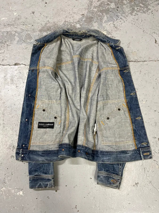 2000s Dolce & Gabbana Raw Blue Denim Jacket - Image 10