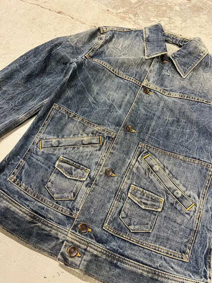 2000s Dolce & Gabbana Raw Blue Denim Jacket - Image 7