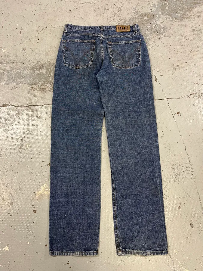 2000s Dolce & Gabbana Raw Blue Denim Jeans - Image 8