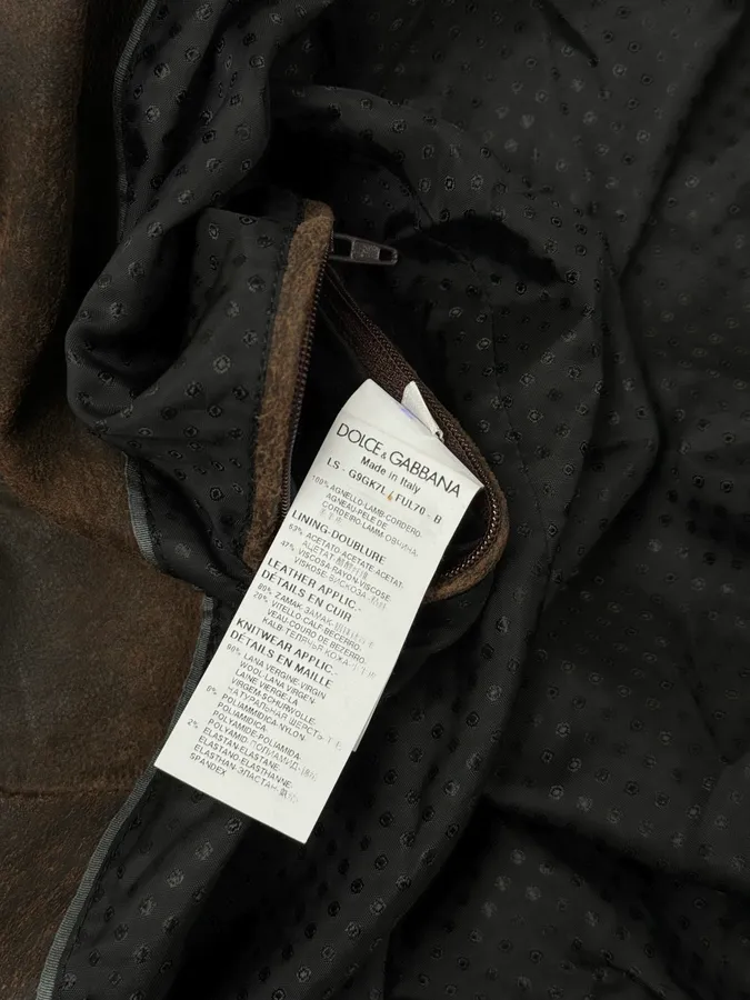2000s Dolce & Gabbana Raw Brown Leather Bomber Jacket - Image 11