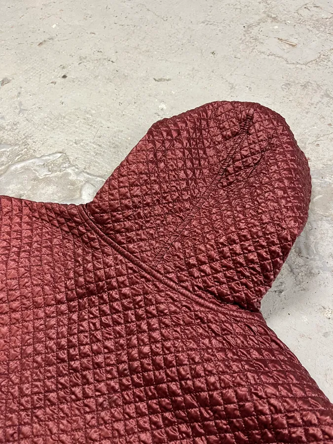 2000s Dolce & Gabbana Red Bordeaux Quilted Light Hooded Jacket - Image 8
