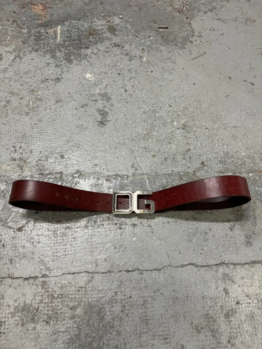 2000s Dolce & Gabbana Red Burgundy Leather Belt - Image 7