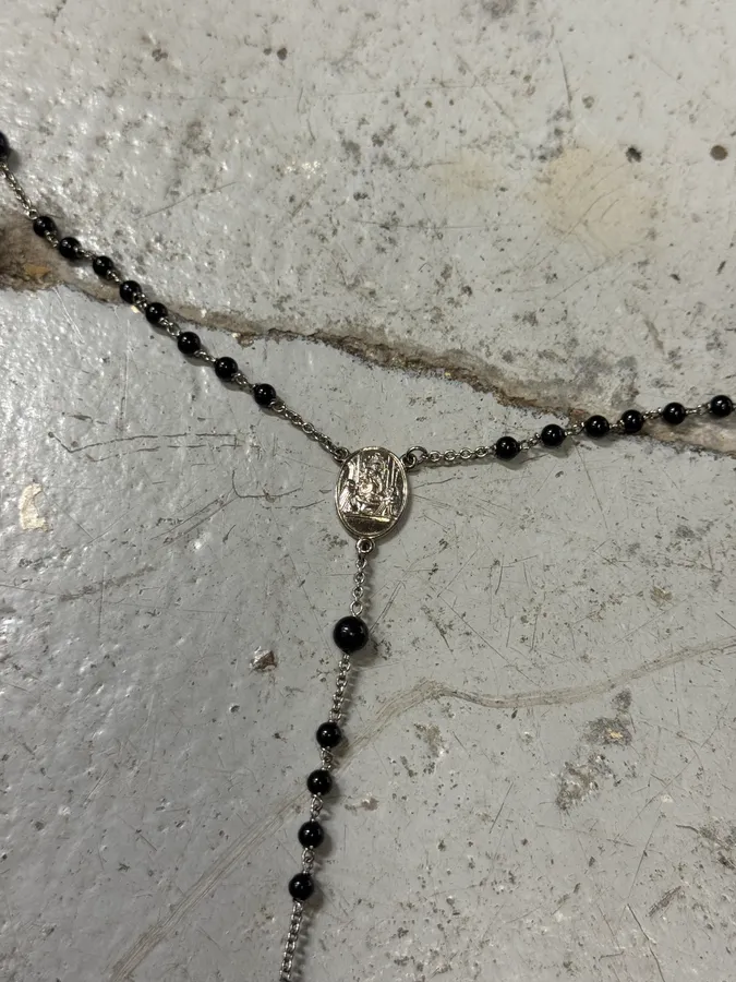 2000s Dolce & Gabbana Rosary Black Cross Necklace - Image 5