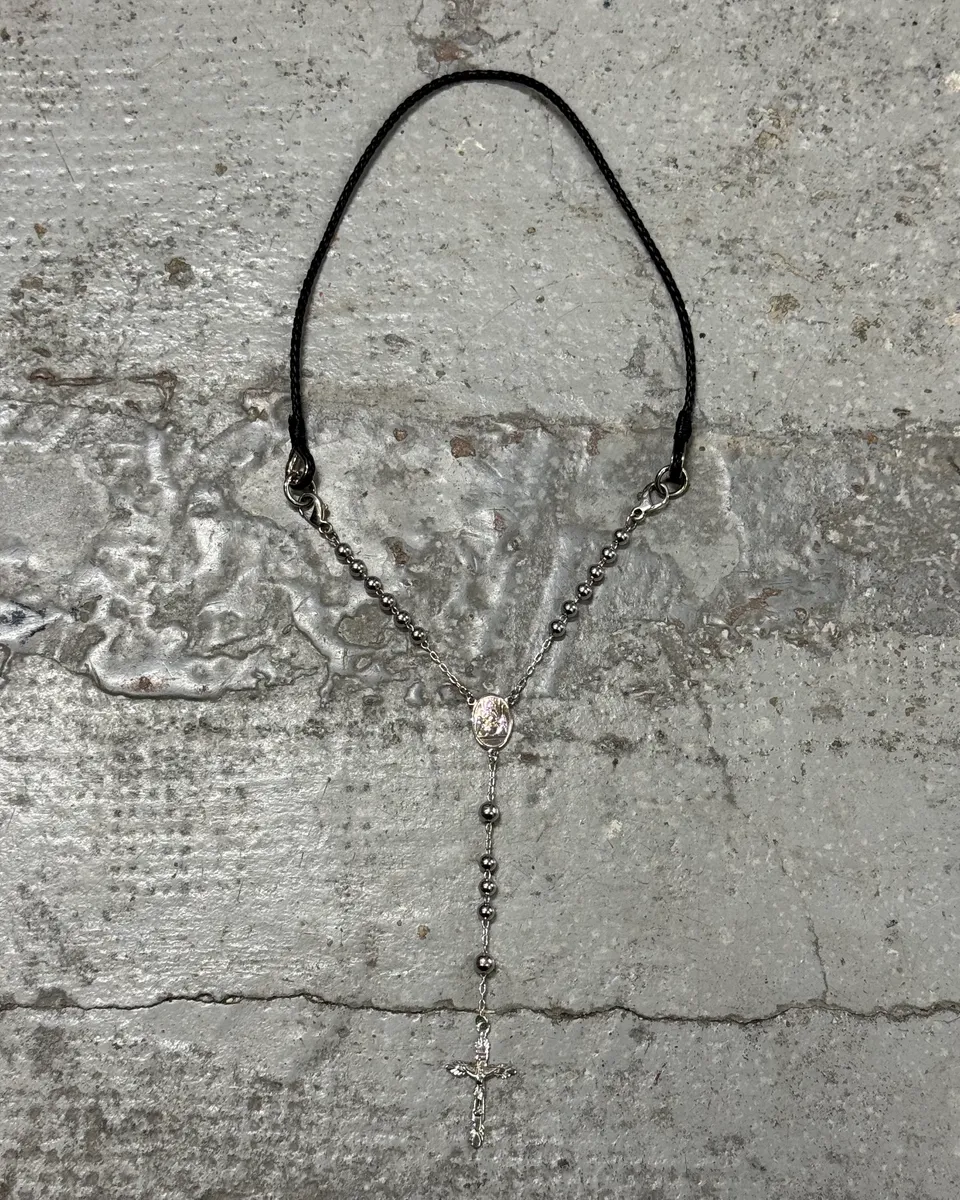 2000s Dolce & Gabbana Rosary Cross Silver Necklace