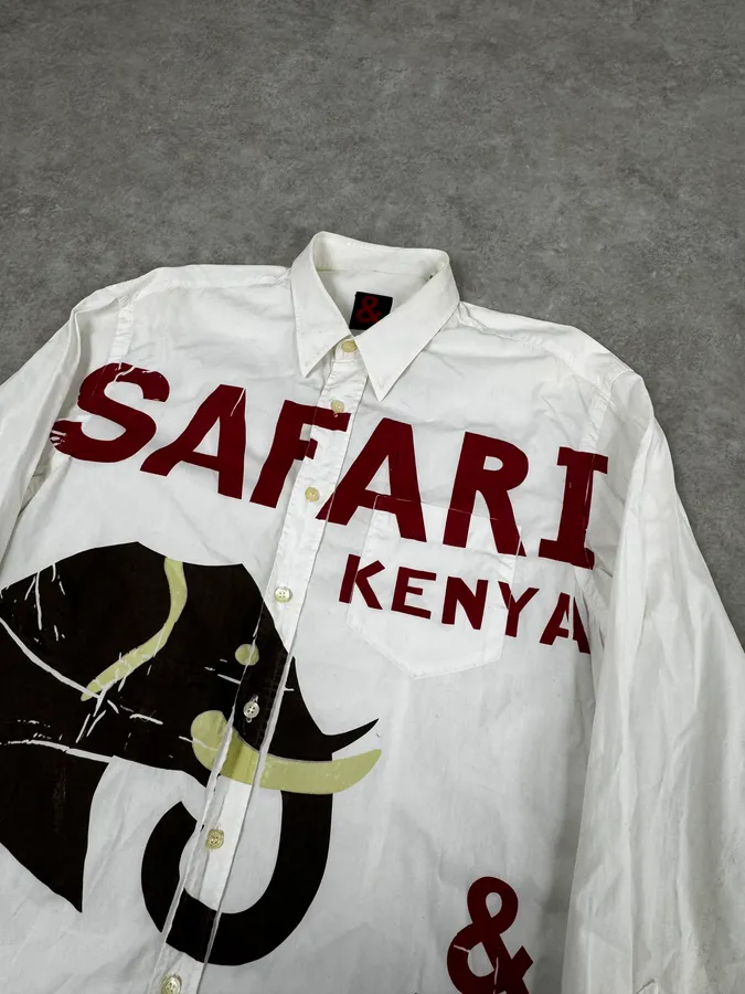 2000s Dolce & Gabbana Safari Kenya Elephant White Shirt - Image 5