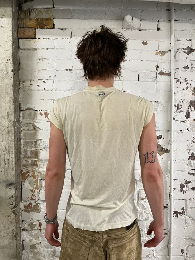 2000s Dolce & Gabbana Saint Domenico Dirty White T-Shirt - Image 3