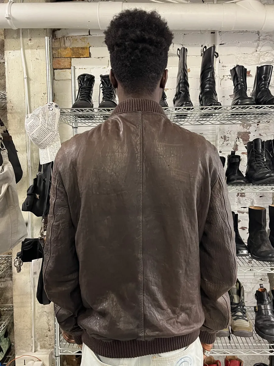 2000s Dolce & Gabbana Scars Brown Leather Jacket - Image 3