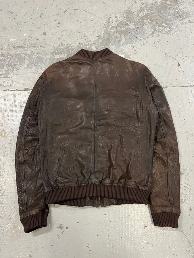 2000s Dolce & Gabbana Scars Brown Leather Jacket - Image 6