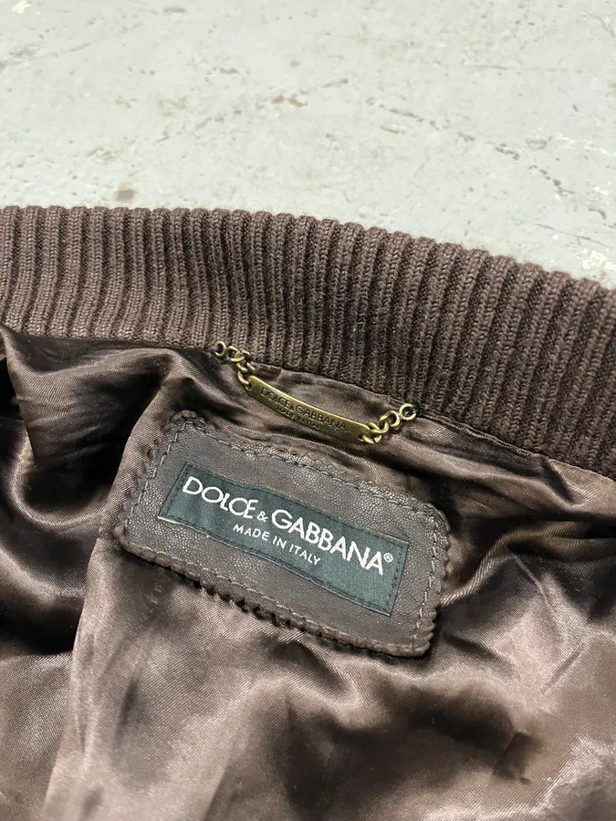 2000s Dolce & Gabbana Scars Brown Leather Jacket - Image 8
