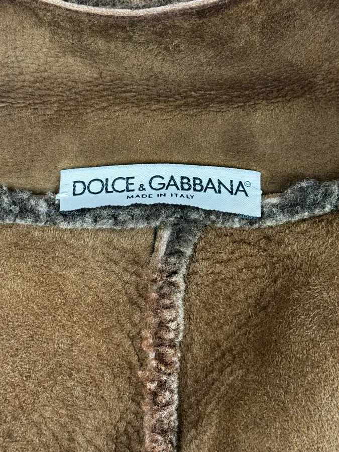 2000s Dolce & Gabbana Shearling Reversible Beige Jacket - Image 14