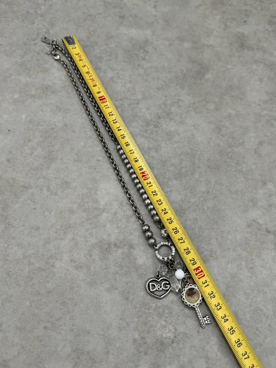 2000s Dolce & Gabbana Silver Metal Charm Pendant Necklace - Image 7