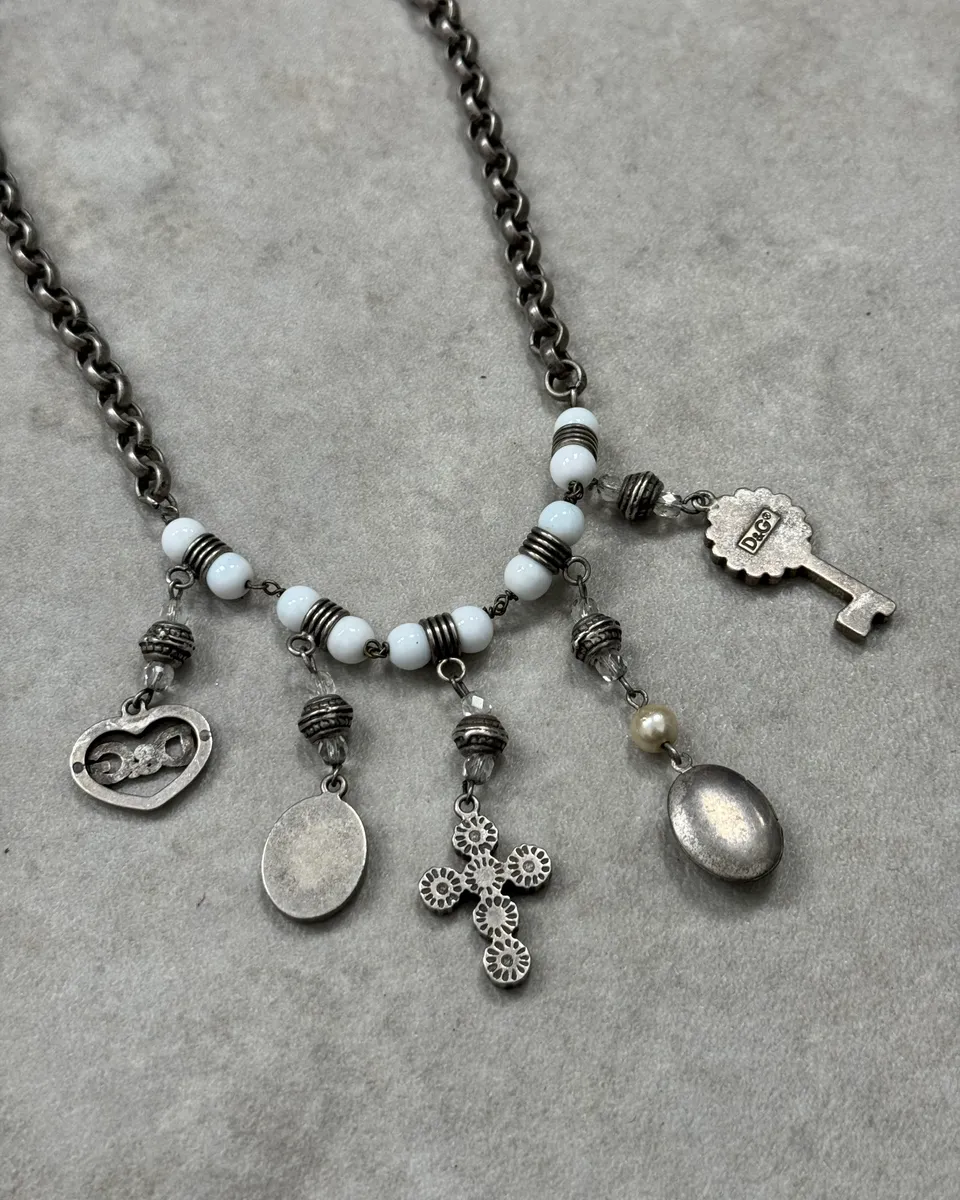 2000s Dolce & Gabbana Silver Metal Charms Necklace - Image 6