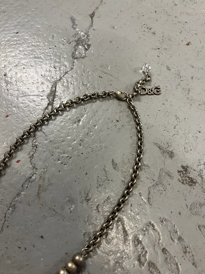 2000s Dolce & Gabbana Silver Metal Multi-Charm Necklace - Image 5