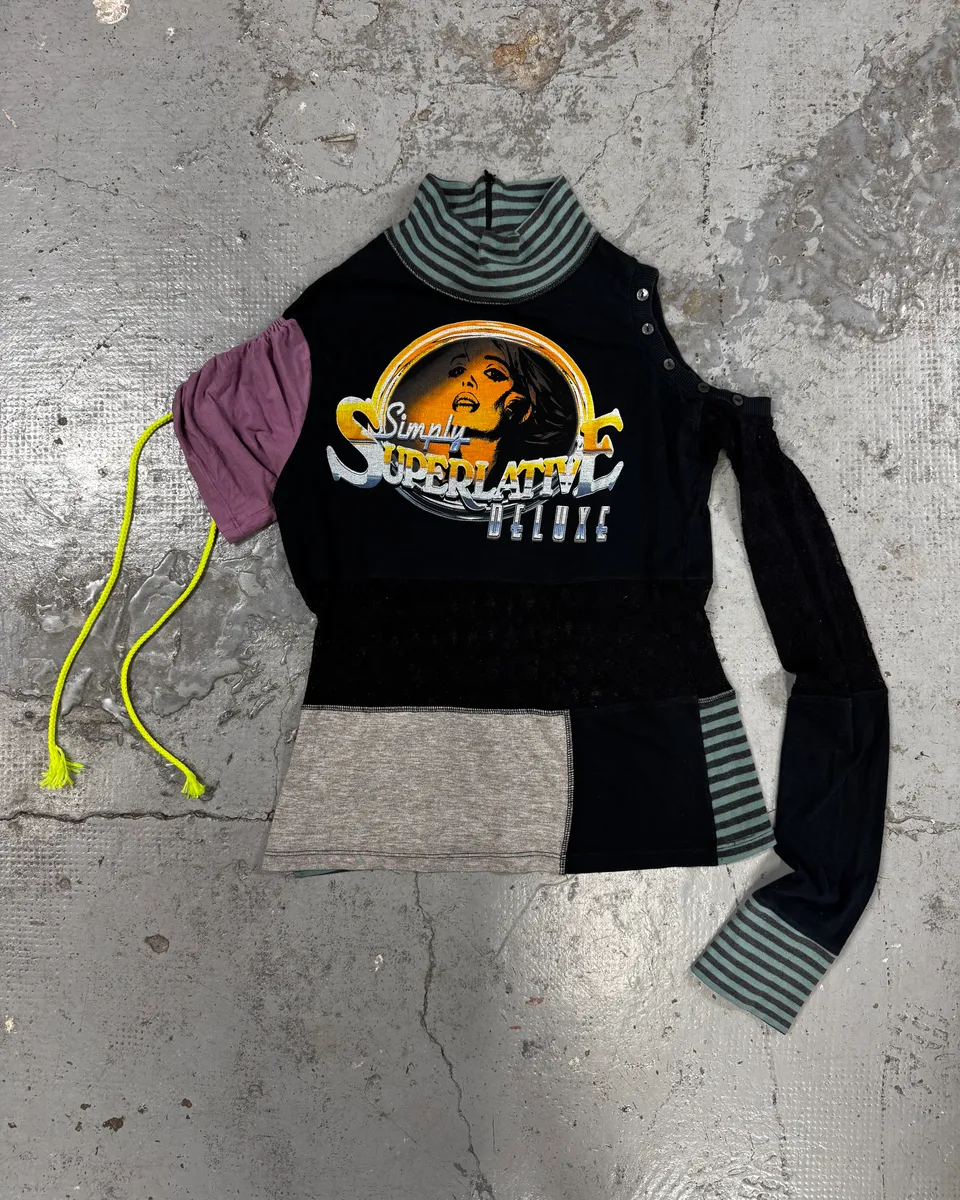 2000s Dolce & Gabbana Simply Superlative Stripes Asymmetrical Lonsleeves