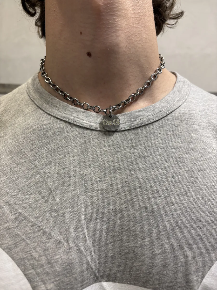 2000s Dolce & Gabbana Stainless Steel Grey Ketting Necklace - Image 5