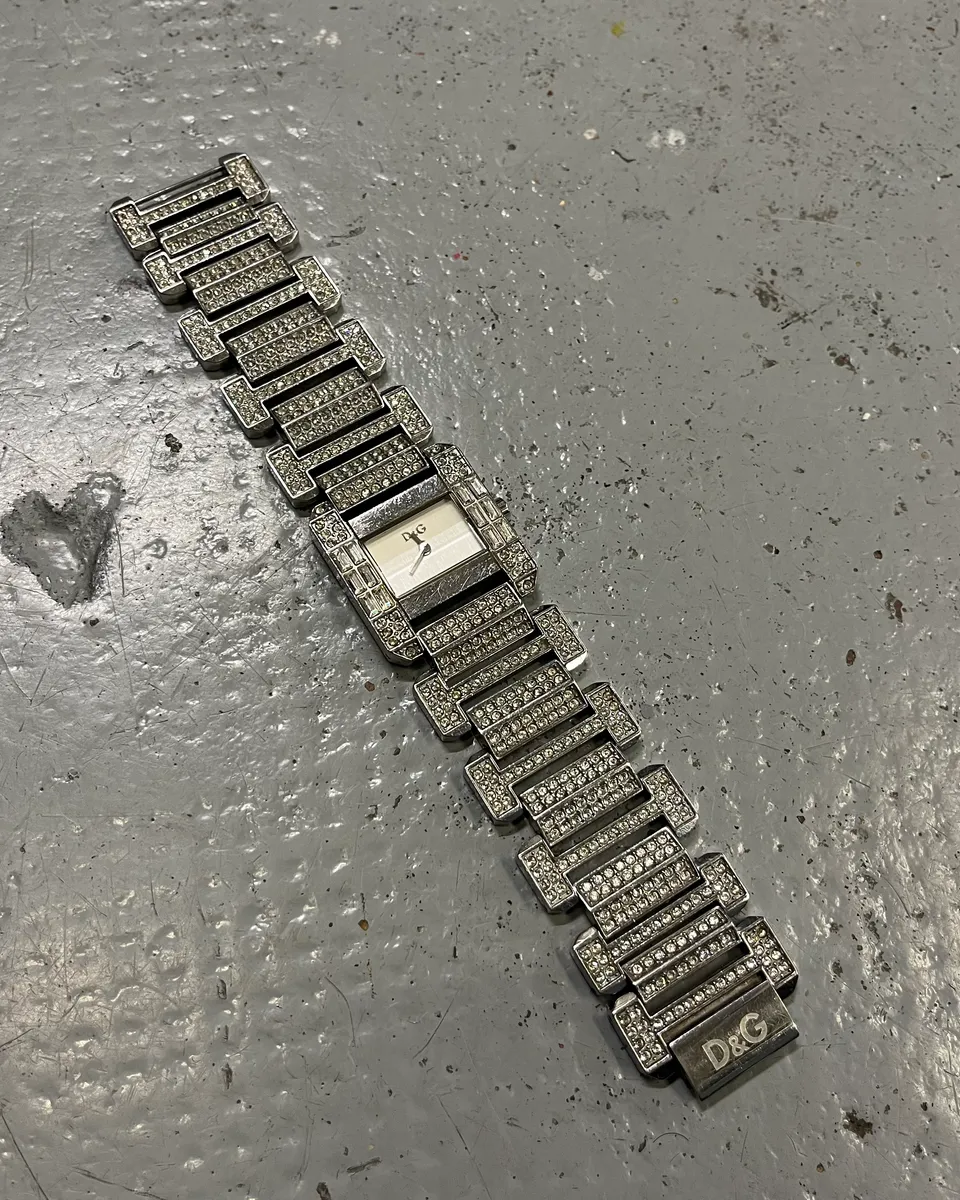 2000s Dolce & Gabbana Stainless Steel Swarovski-Embellished Watch - Image 2