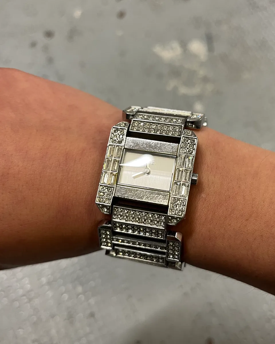2000s Dolce & Gabbana Stainless Steel Swarovski-Embellished Watch - Image 3