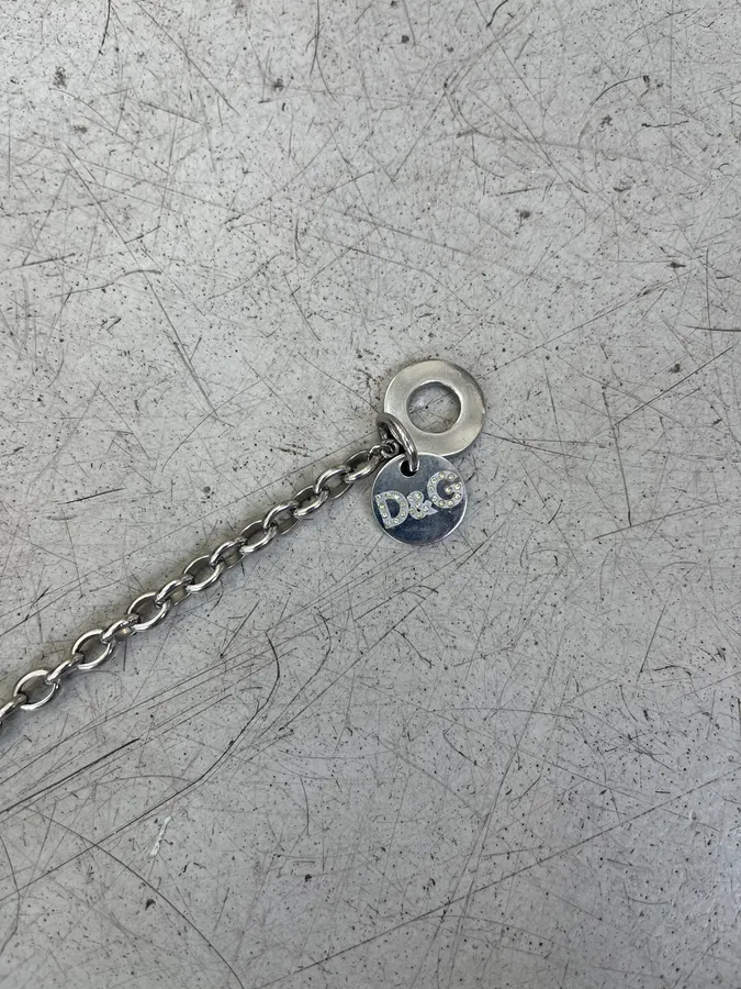 2000s Dolce & Gabbana Strass Tag Stainless Steel Necklace - Image 5