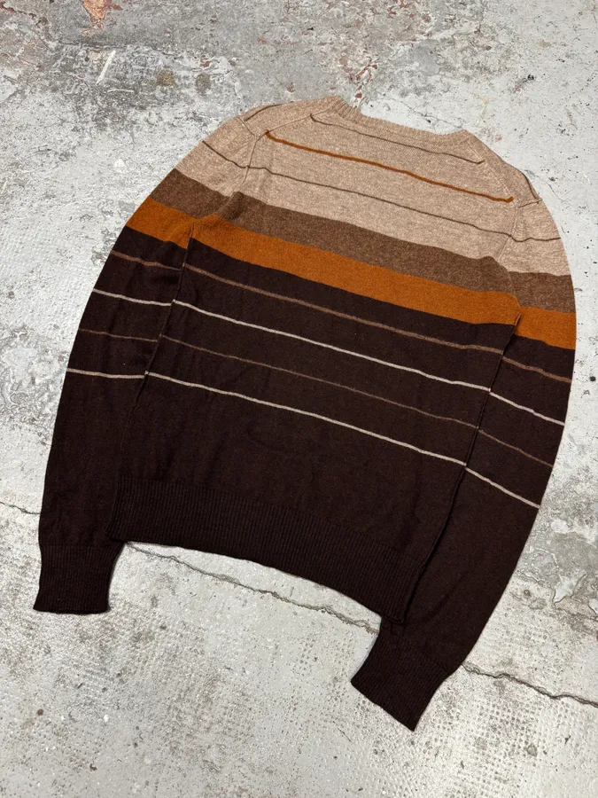 2000s Dolce & Gabbana Stripes Orange Brown Sweater - Image 9